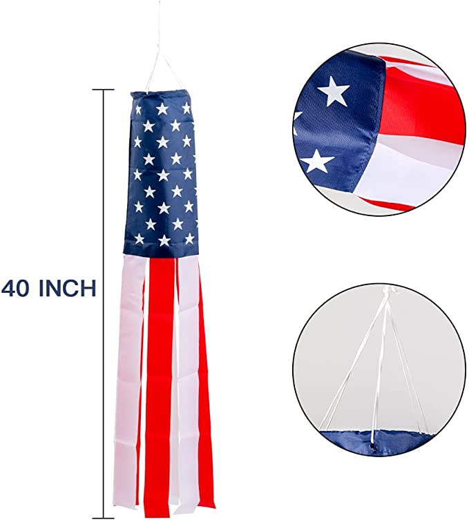 YEAHOME 40-inch US Flag Nylon Windsock